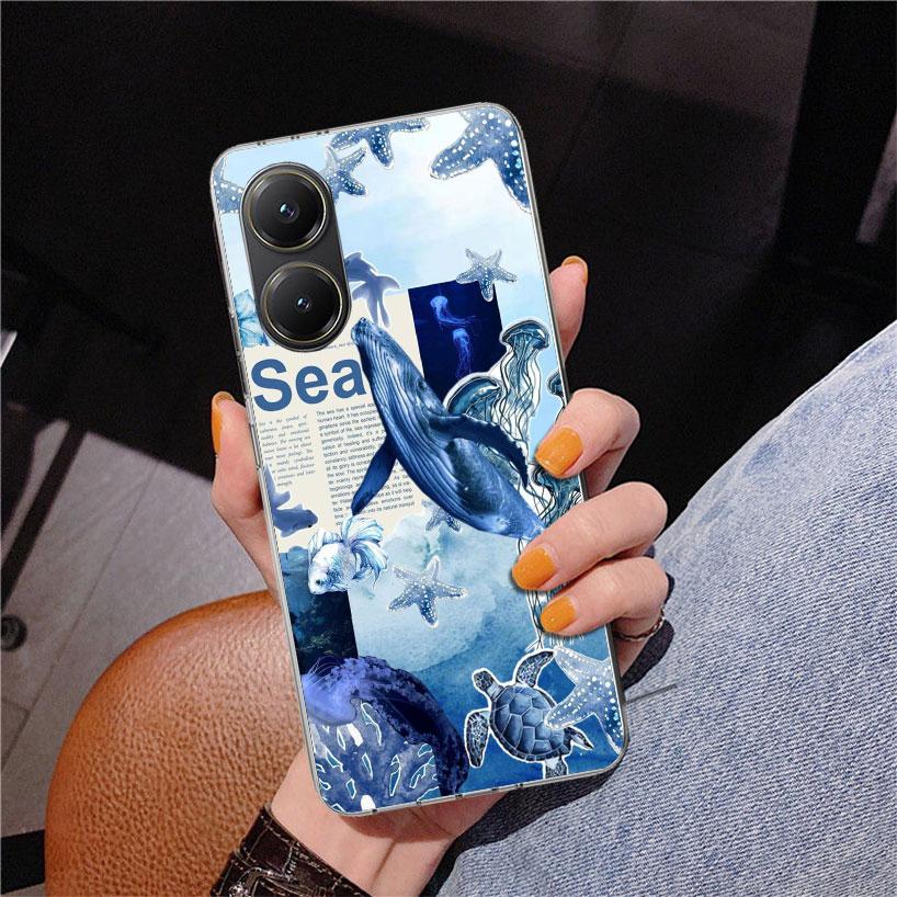 Чехол для телефона Ocean Starfish Sea Turtle Shark для Xiaomi Poco X5 X6 X7 Pro X4 Gt F7 Ultra M8 M7 Redmi 15C 15 13C 13 12C 12 Уникальный C