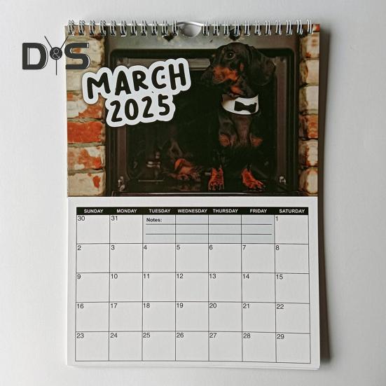 Настенный календарь 2025 года с рисунком собаки, настенный календарь, ежемесячный ежедневник, праздничный органайзер для домашнего офиса, декор