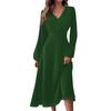 Women's Autumn And Winter Casual Fashion V-neck Long Sleeve Solid Color Long Dress
