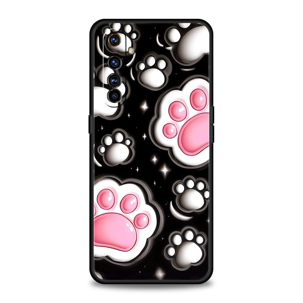 Чехол с эстетикой отпечатка лапы для Realme C67 C63 C55 C53 C35 C25 C21 GT 2 3 5 6 10 11 12 13 Pro Plus 5G Мягкий ТПУ Чехол для телефона Сумки
