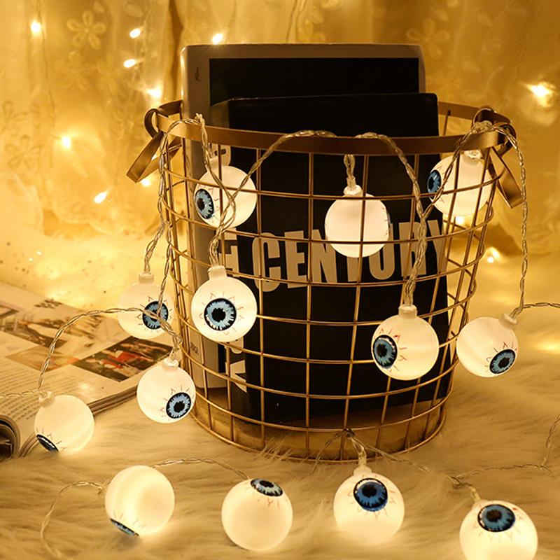 Halloween Eyeball Led String Lights Indoor Atmosphere Christmas Decoration Room Battery Lights Outdoor Waterproof Outdoor