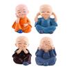 Resin Baby Monk Buddha Showpiece Buddha Monk Statue for Home Decor Set of 4 Idols Figurine Car Dashboard & Birthday Return Gift Purpose