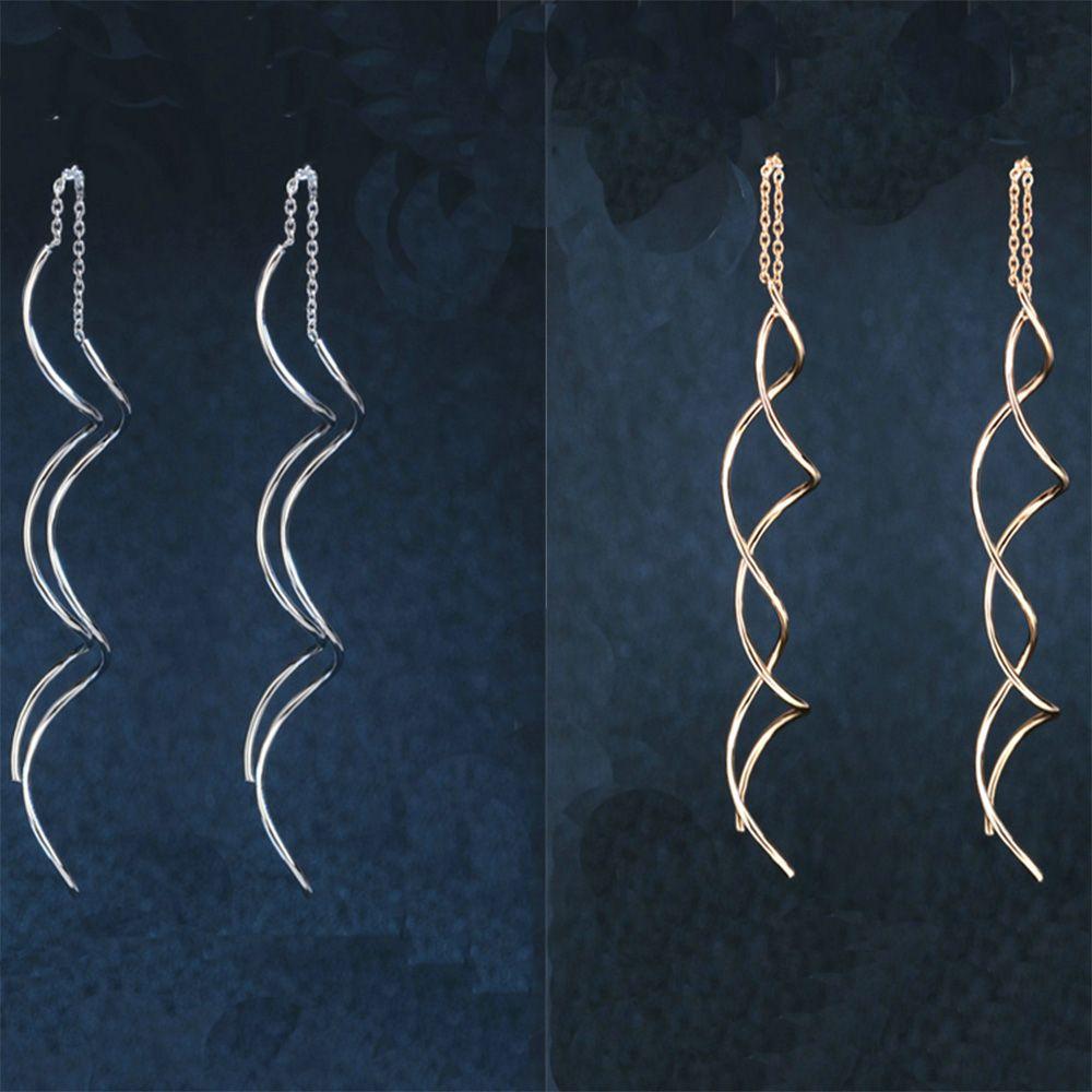 Women Drop/Dangle Fashion Accessories Twisted Long Line Ear Line Ear Studs Jewelry Drop Earrings
