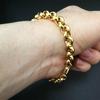 Gold Color 7mm Width Stainless Steel Link Mens Womens Bracelet Jewlery In 18-24cm