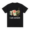 I Eat Cement Cursed Cat Funny Meme T Shirt for Women Fashion Casual Short Sleeve T Shirts Female T-shirt Tops