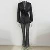 2024 Spring/Summer 3D Floral Beaded Mesh Pantsuit with Sequins and Pearls