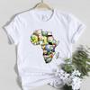 Africa Map Graphics Printed T-Shirt Fashion Ladies Summer Tops Black Queen Harajuku Casual Short Sleeve T-Shirt Women T-Shirt