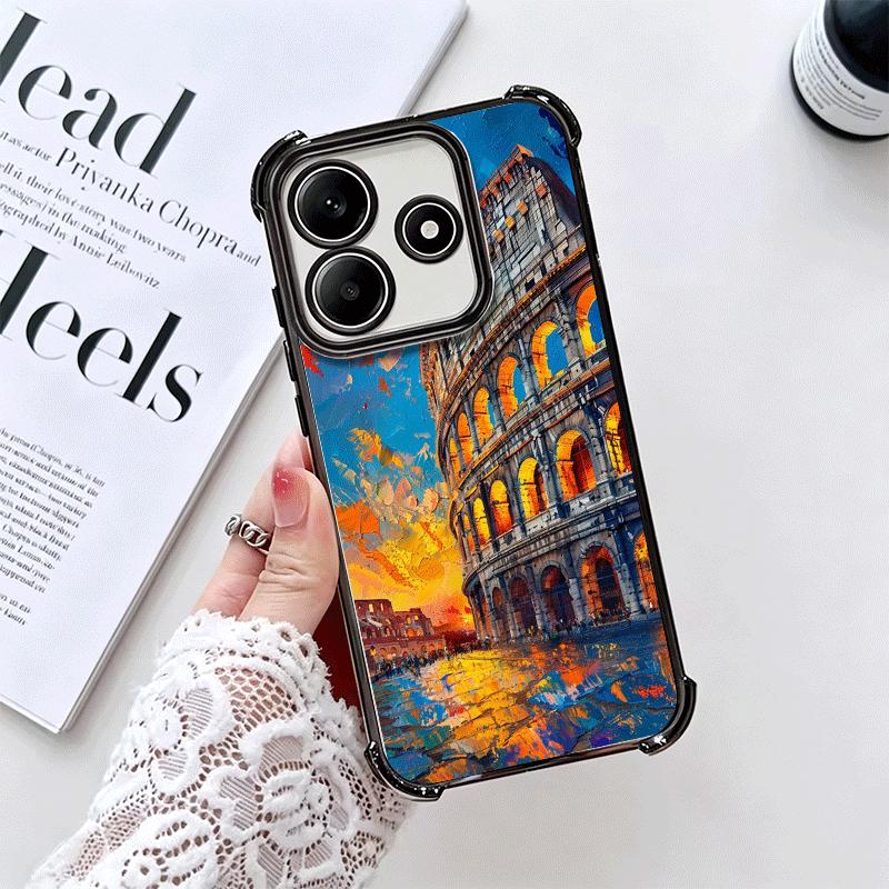 Roman Colosseum Soft Phone Case For Xiaomi Redmi Note 14 15 Pro Plus 13 12 11S 11T 5G 10 9S 9 Plating Anti-Fall Fundas