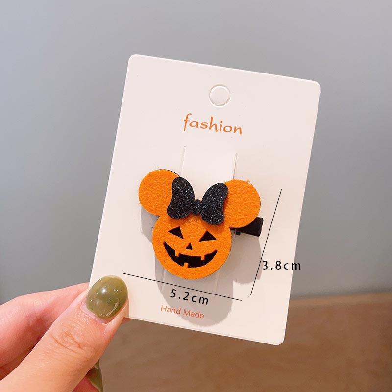 Хэллоуин Детские аксессуары для волос, Тыква Привидение, Забавные заколки для волос ручной работы, Черный бант с летучей мышью, Заколки для волос для вечеринки для девочек