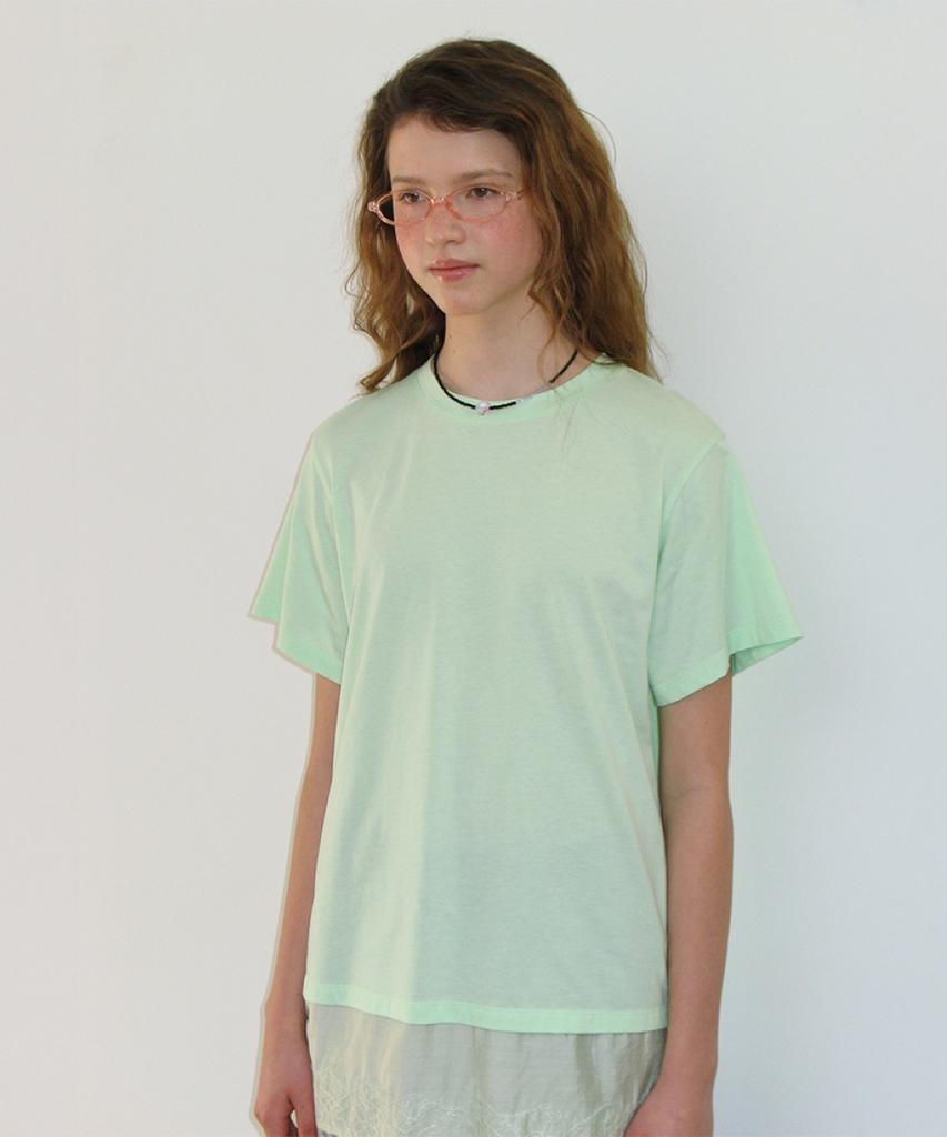 RONRON Satin Lace Layered T Shirt Mint