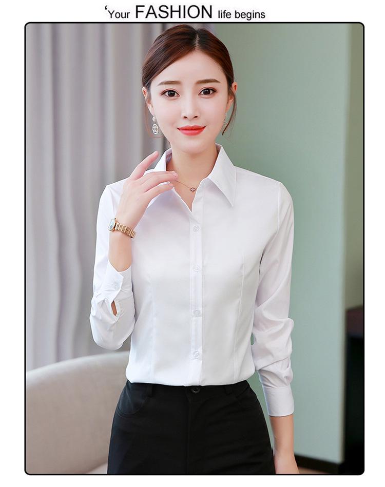 Женская блузка с длинным рукавом в корейском стиле - Повседневная, Большого размера, Рубашка с защитой от просвечивания