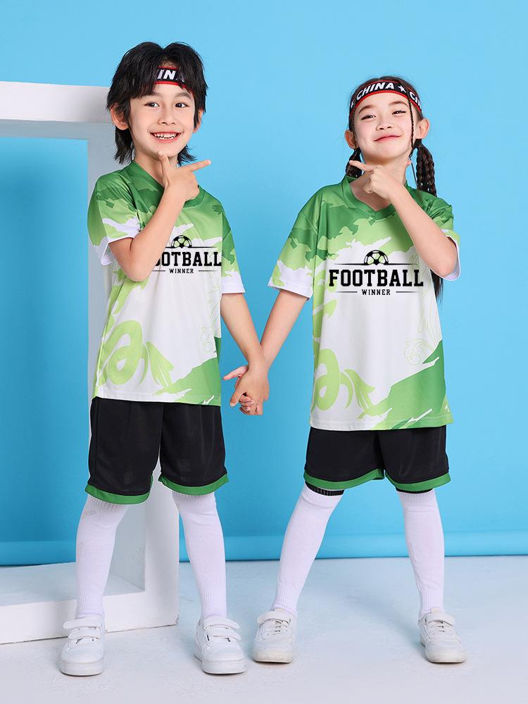Children's football jersey sets, boys' and girls' quick-dry short-sleeve training elementary school soccer match team uniforms