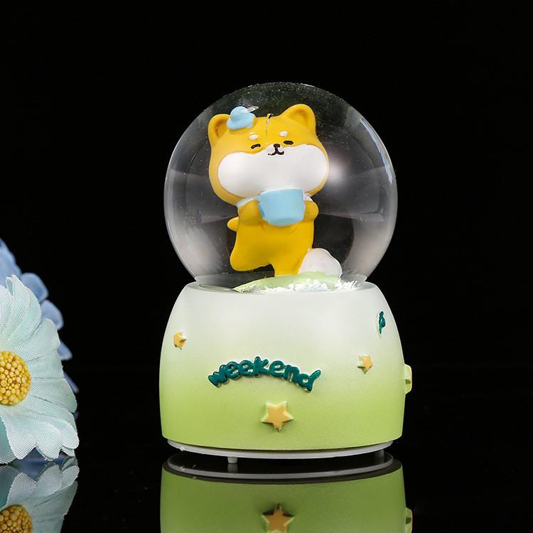 Милый фиолетовый лавандовый медведь, светящийся мини-кристальный шар, подарок на день рождения ребенка, настольное полимерное украшение