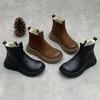 New Thick-soled Ankle Boots, Retro Round-toed Versatile Women's Boots and Shoes with Sponge Soles