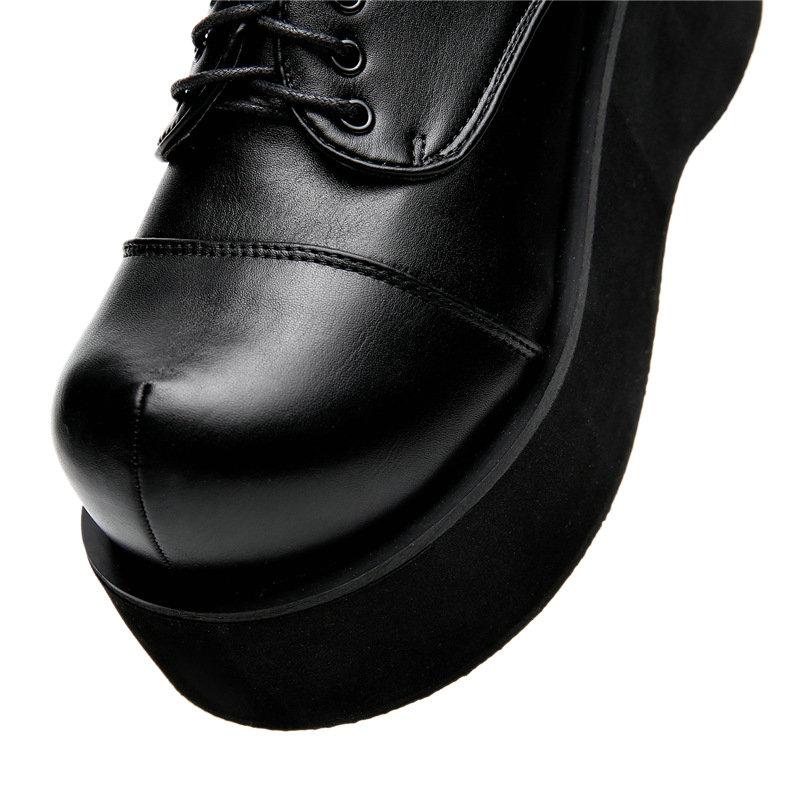Модные японские туфли Harajuku Soft Sister Muffin Platform Shoes Big Head Shoes Retro Dark Wind 2024 Wedge Round Head Single Shoes Woman