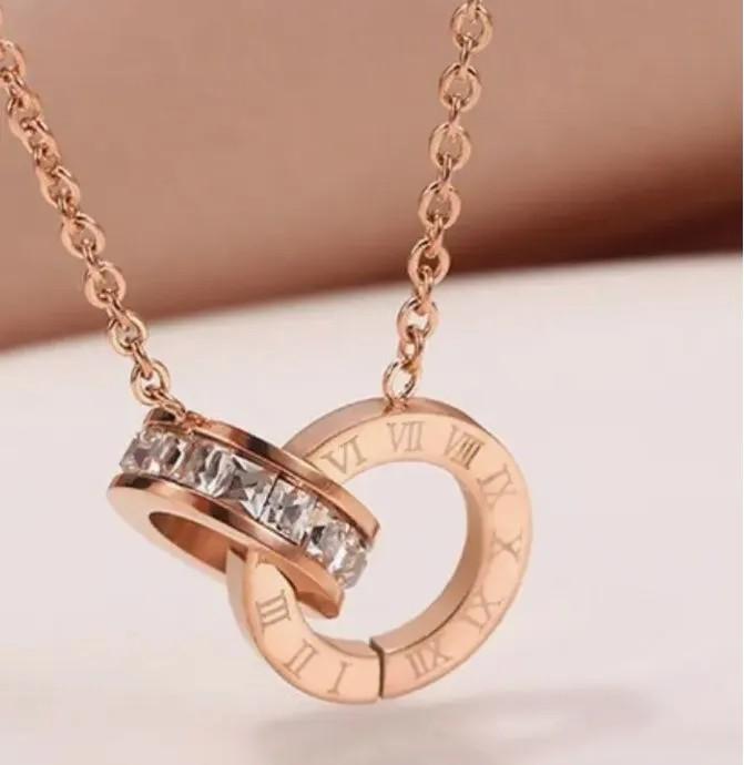 Ожерелье с двойным римским кольцом, женское ожерелье из титановой стали