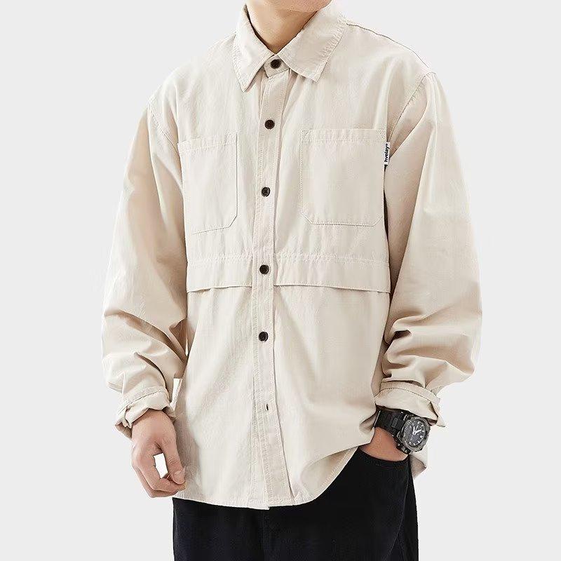American Cityboy Loose Trend Long-Sleeve Work Shirt: Men's Casual Spring/Autumn Jacket