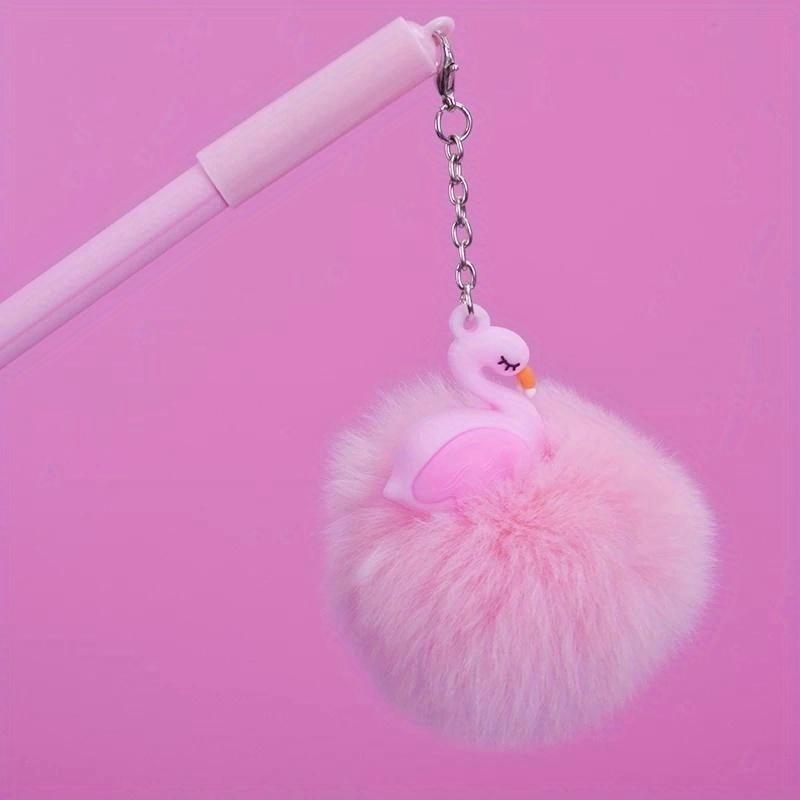 1 шт., гелевая ручка с розовым фламинго, красивые плюшевые ручки в виде лебедя для школы, подарки для девочек, нейтральные ручки Kawaii, школьные принадлежности, канцелярские принадлежности