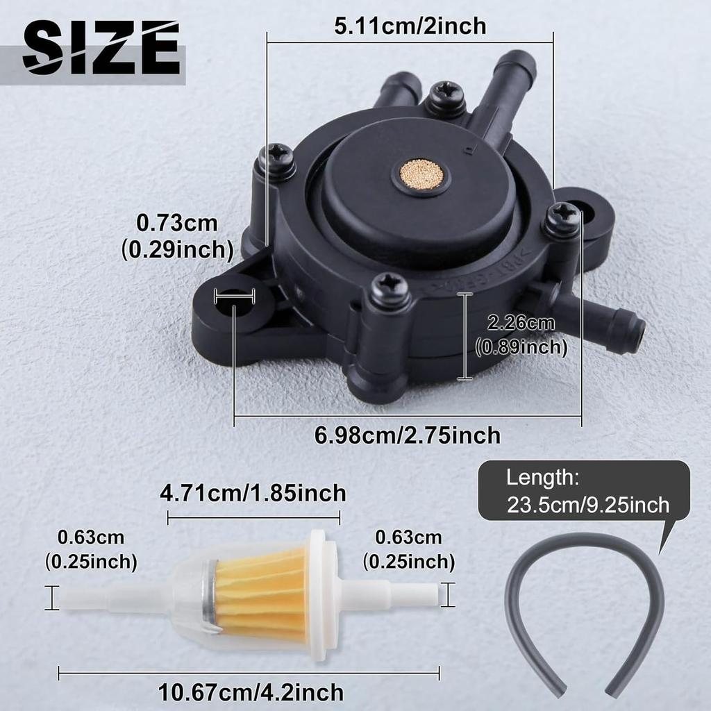 Fuel Pump with Filter and Oil Hose Compatible with Kohler 17HP-25 Small Engine Lawn Mower Tractor, Gas Vacuum Fuel Pump for Honda 16700-Z0J-003