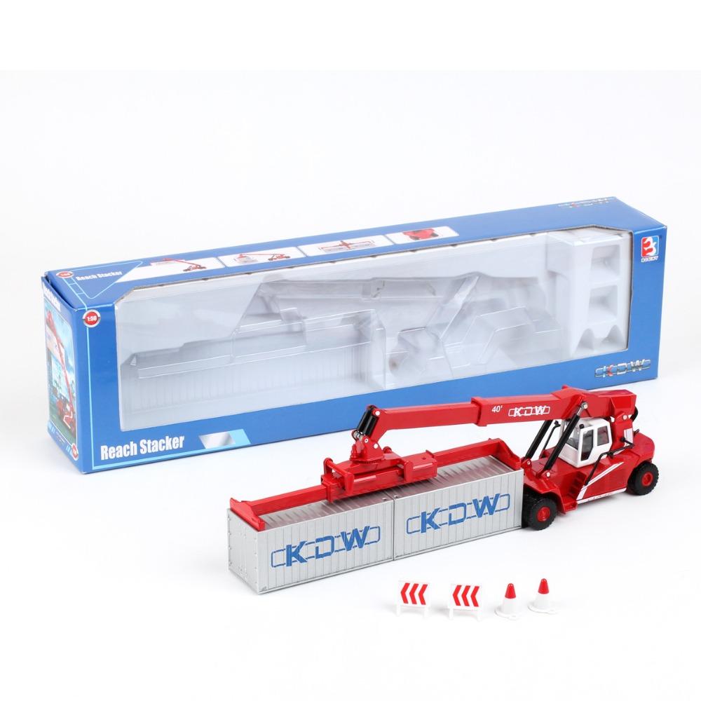 1:50 KDW Alloy Container Crane Diecast Truck Model Toy Stacker Miniature Simulation Engineering Car Gift Collection Toy