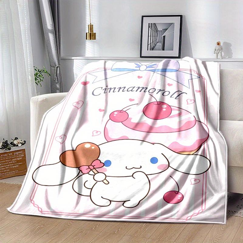 1pc, Sanrio Cinnamoroll Home Decor Flannel Blanket: Perfect Gift for Bedroom, Living Room, Travel, Camping, Car, Beach, Office Naps, Ideal Sofa Throw,