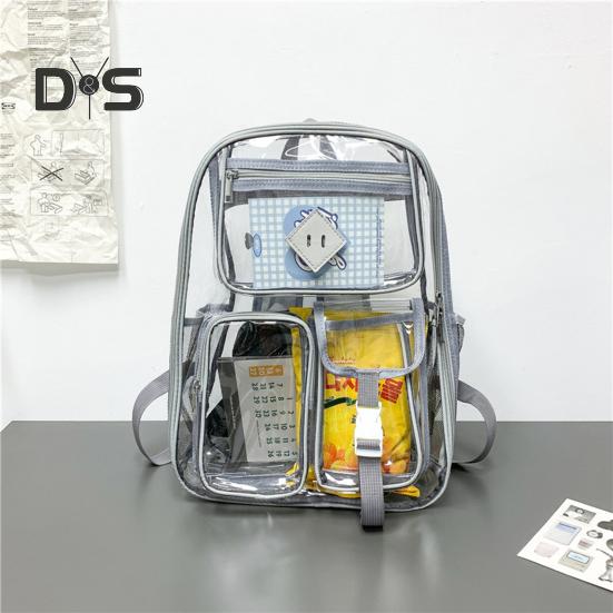 Clear Backpack with Reinforced Stitching Zipper Closure Large Capacity Adjustable Heavy Duty Large PVC Transparent See Through School Bag