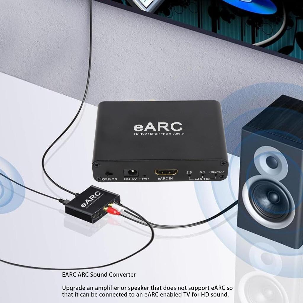 Аудиоэкстрактор HDMI, EARC Arc Экстрактор звука, Выход 3,5 мм, HD Мультимедийный Arc-адаптер, Усилитель для HDTV-динамиков, Разветвитель стереозвука
