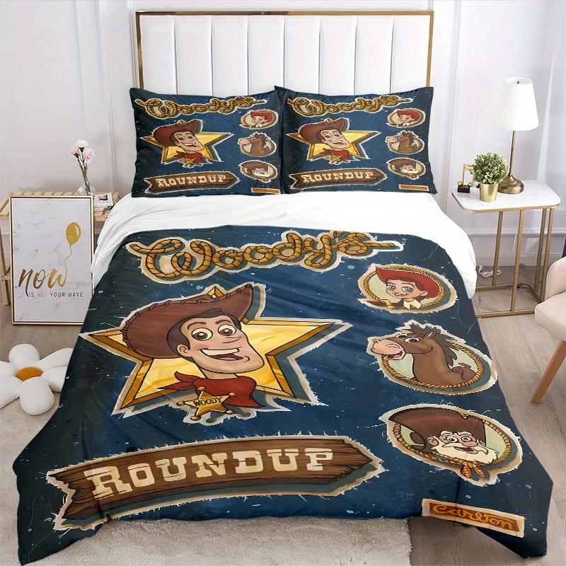 3pcs Woody Toy Story Quilt Cover Set, Soft and Cozy Bedroom, Guest Room and Dorm Decorative Bedding 3-Piece Set 1 Quilt Cover + 2 Pillow Sha
