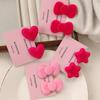 Velvet Bow Hair Clip - Pink Side Clip for Autumn & Winter