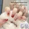 Cat Eye Press-On Nails: Luxurious Nail Art Tips with Stone Glass Beads In Long & Short Whitening Styles