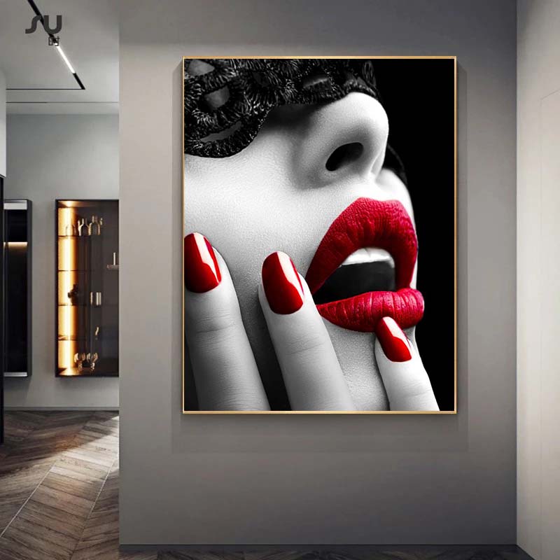 Современные сексуальные красные губы плакаты на скандинавскую тему и принты холст живопись настенные художественные картины для гостиной домашний декор Cuadros без рамки
