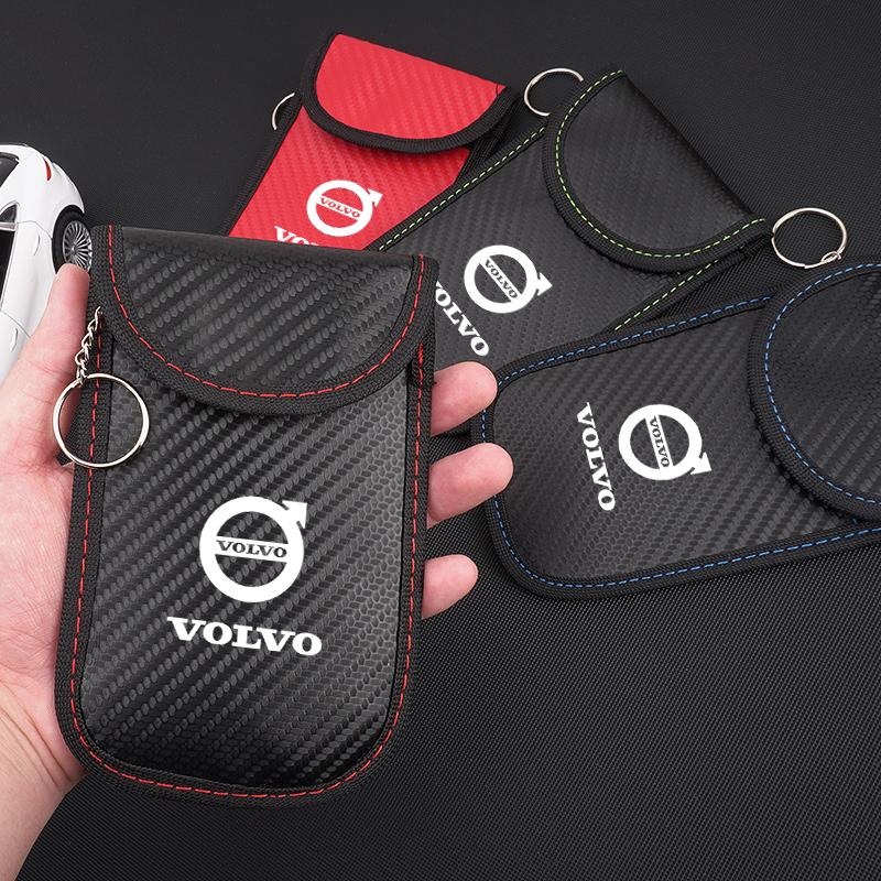 Car Key Case Signal Blocker Bag Car RFID Shielding Pocket Anti-Theft Pouch For Volvo V60 V40 XC90 XC40 S60 C30 V70 AWD Olestar