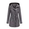 Womens Cotton Hooded Windbreaker Jacket Loose Fit Oversized Long Sleeve Solid Color Casual Coat