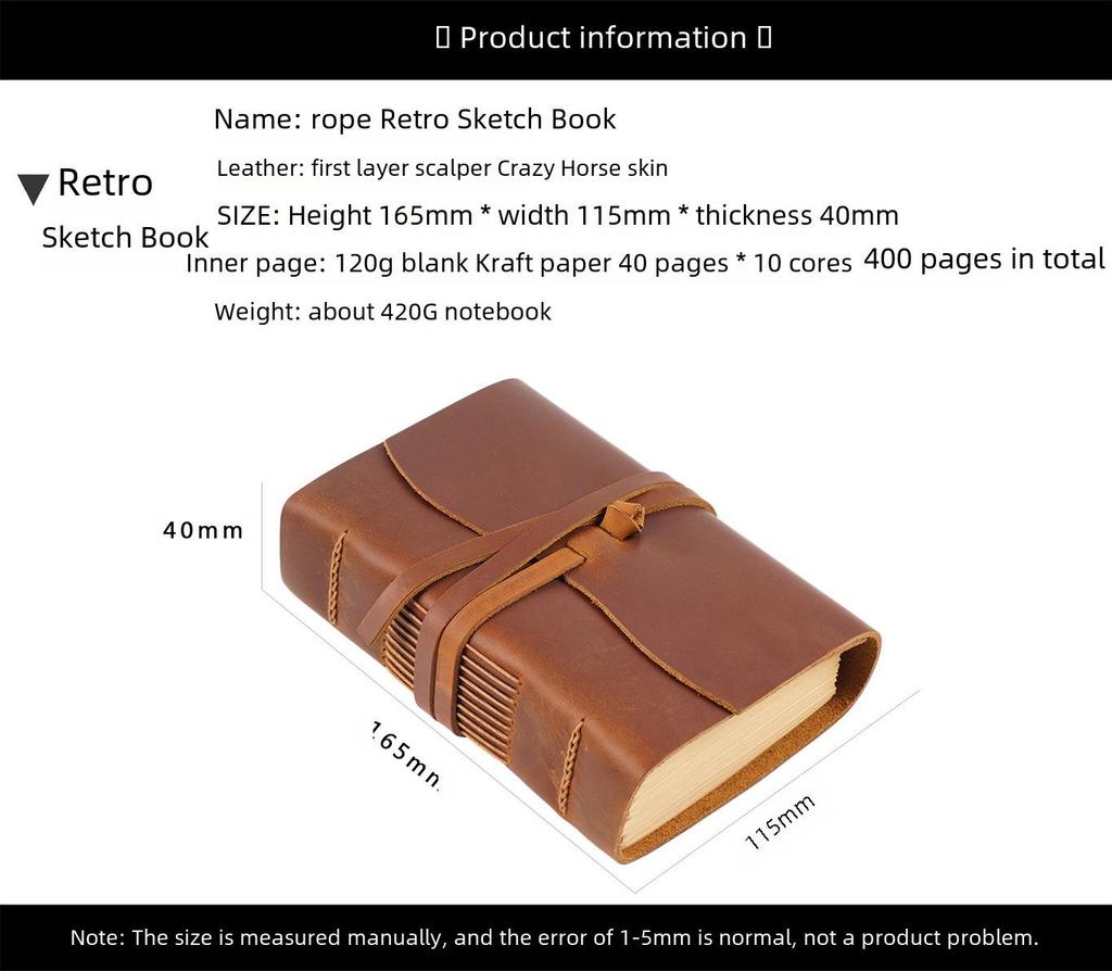 Плотный ретро-дневник из коровьей кожи в китайском стиле