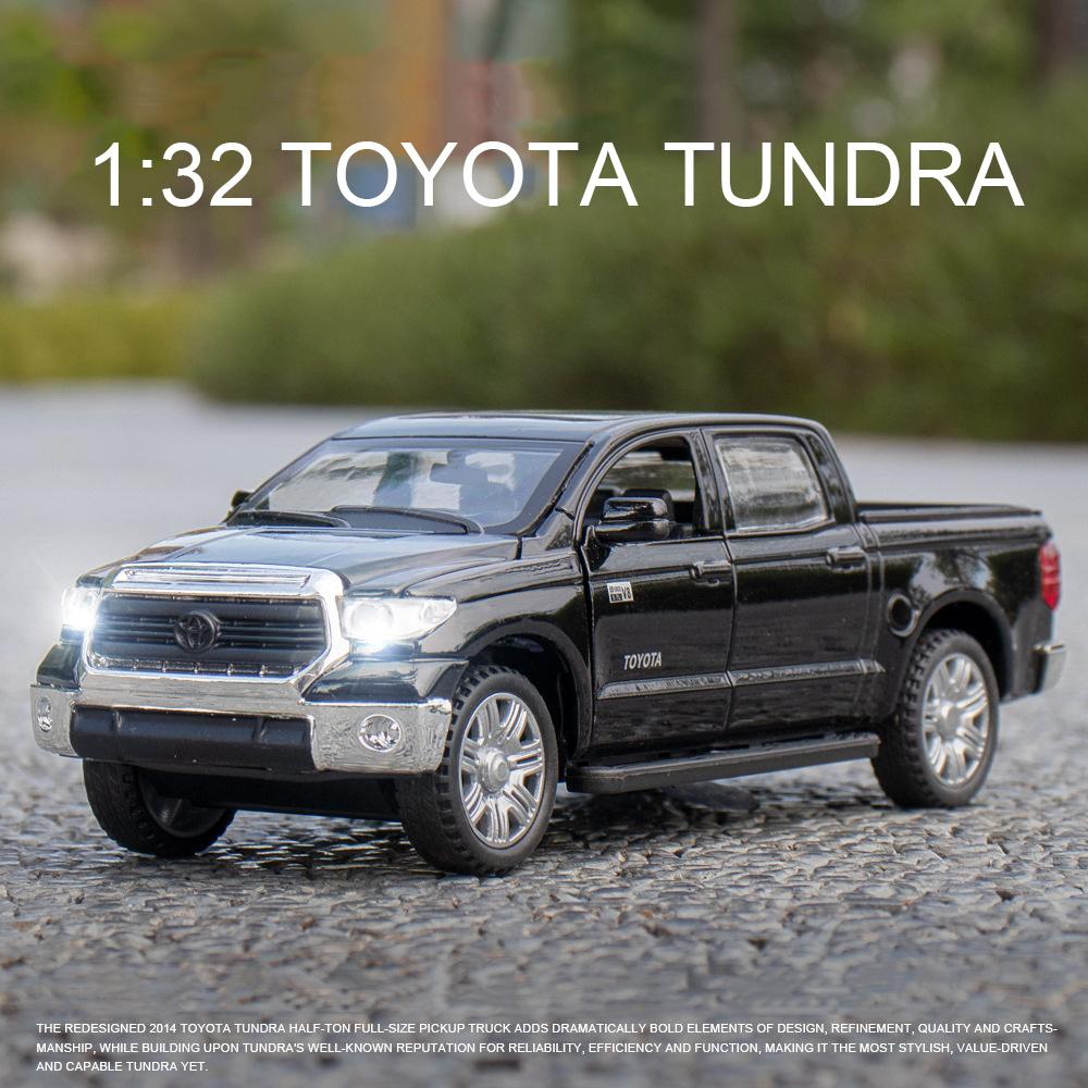 1/32 Масштаб Toyota Tundra Пикапы Литые автомобили Модель игрушки, игрушка из цинкового сплава со звуком и светом, откат, подарки на день рождения для детей