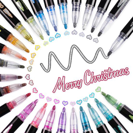 12/24/36 шт., мерцающий контурный маркер, сделай сам, подарочная бирка, поздравительная открытка, художественные проекты, детский рисунок, живопись, каракули, металлическая двойная линия, блестящая жидкость