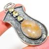 Golden Rutile, Citrine 925 Sterling Silver Jewelry Pendant 2.52" L4p16