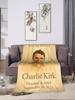 In Loving Memory Charlie Kirk Blanket  Super Warm Funny Plush Throw for Kids Adults Outdoor Flannel Bedspread Cover