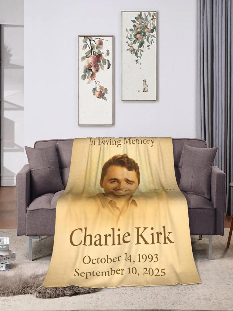 In Loving Memory Charlie Kirk Blanket Super Warm Funny Plush Throw for Kids Adults Outdoor Flannel Bedspread Cover