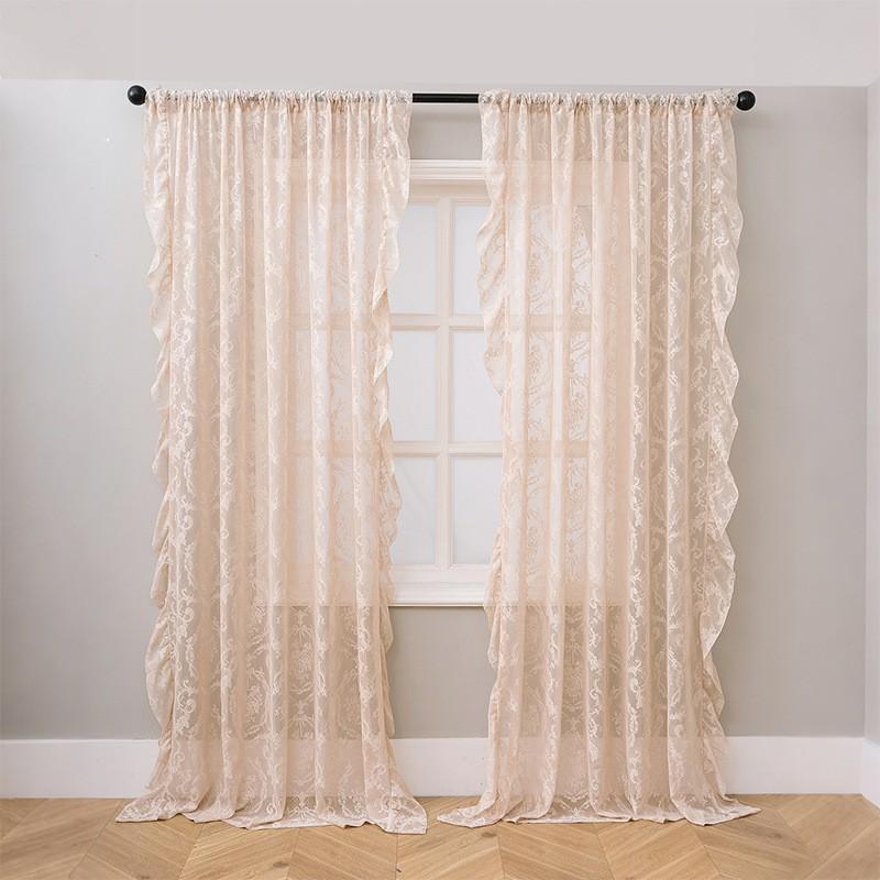 French Vintage Semi-Blackout Curtains Ruffled Living Room Bedroom