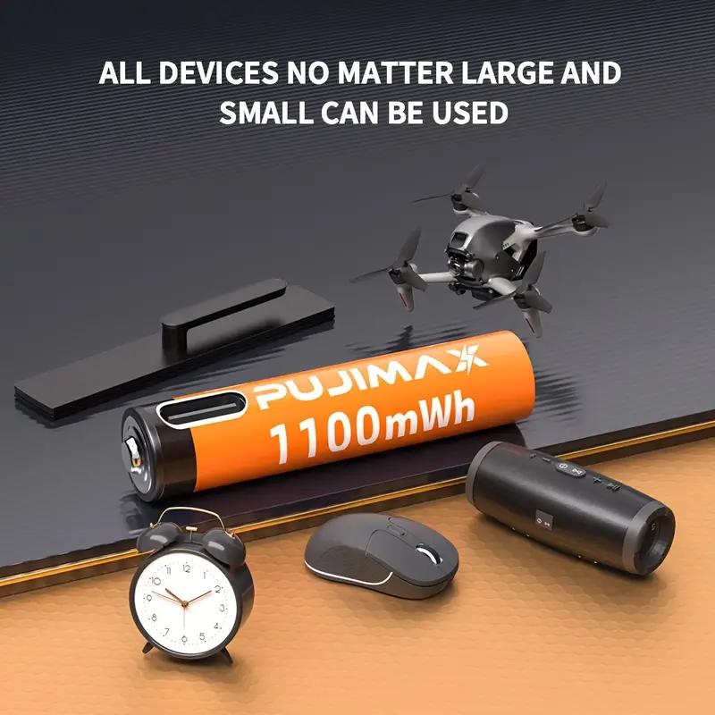 PUJIMAX AAA Аккумуляторная батарея 1,5 В 1100 мВтч Li-ion Тип-C Зарядка 2 шт.