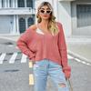 Autumn and Winter Women's Sweater V-neck Solid Color Strapless Knitwear Sexy Pullover Sweater