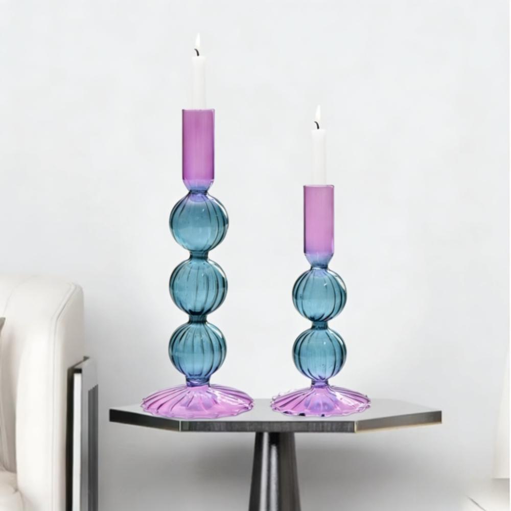 Colored Glass Candle Holders for Home Wedding Room Decoration Taper Candle Holders Romantic Table Centerpieces Ornaments