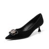 Yuanlitong Leather Women's Shoes Are Comfortable and Soft-soled, Not Tired Feet, French Single Shoes, the Same High-heeled Shoes In Shopping Malls, W