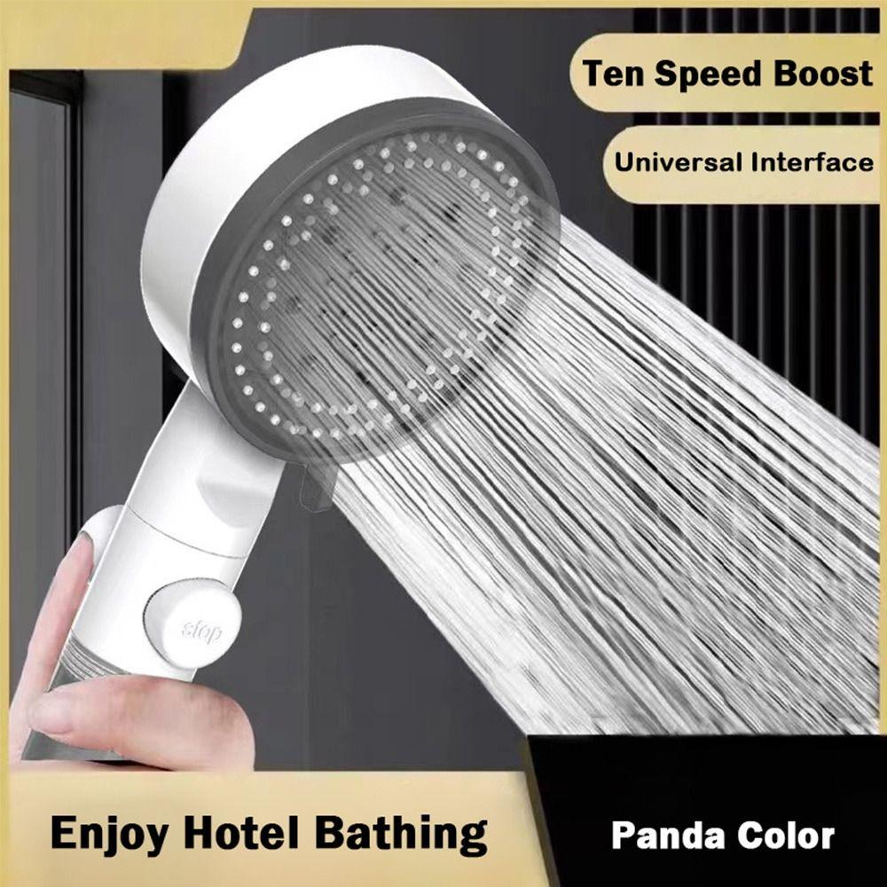 Black White Color High-Pressure Shower Head 10 Spray Modes Water Saving Shower  Bathroom Use