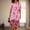 Women's Fashion Graceful Flower Print Summer Spring Short Sleeve O-Neck Casual Dresses