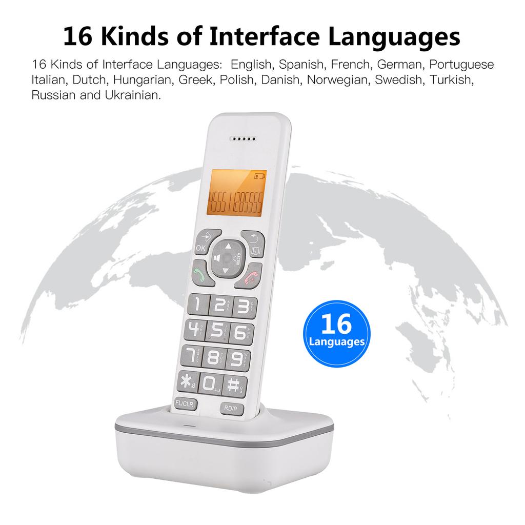 D1102B Cordless Phone with Answering Machine Caller IDCall Waiting 1.6 Inch Backlight LCD 3 Lines