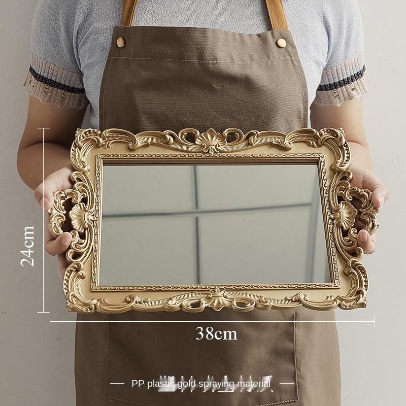 Винтажный декоративный стеклянный зеркальный поднос, фруктовый дисплей для ювелирных изделий, позирующий в качестве тарелки для хранения, настольные украшения 2024 г., новый ZM20409