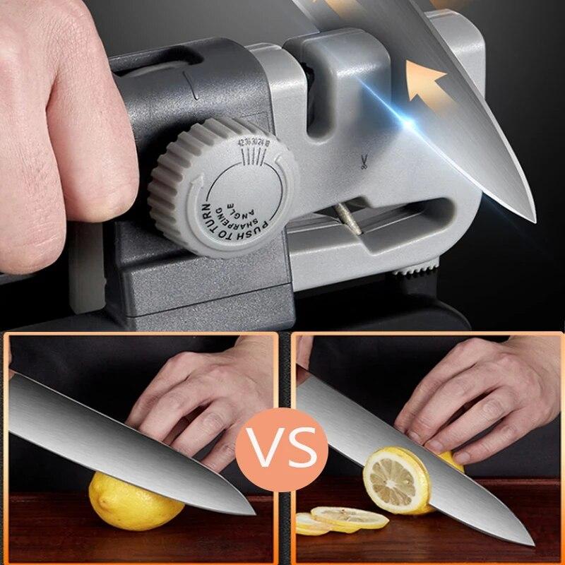 Новая точилка для ножей, регулируемый угол, 3 этапа, инструмент для заточки ножниц, ручная быстрая точилка для ножей, шлифовальная машина, точильный камень для ножей