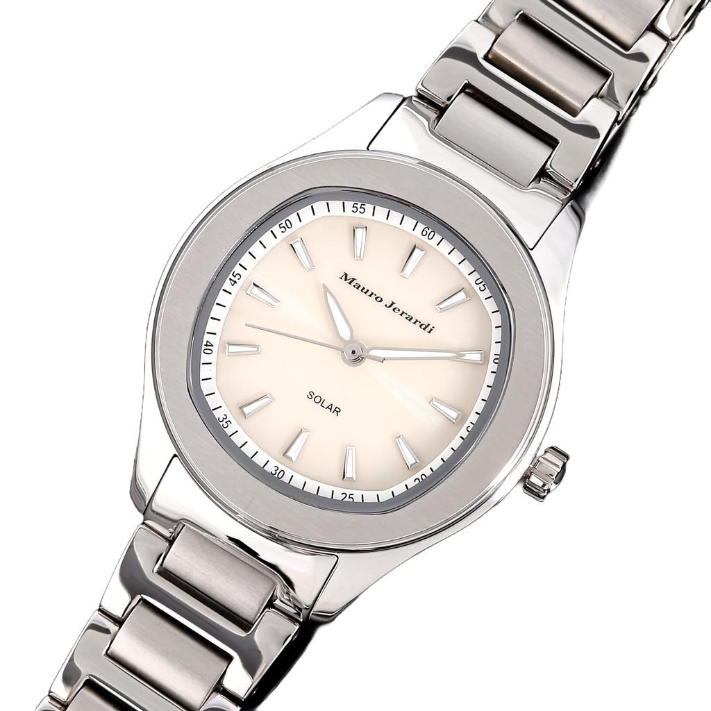 Mauro Geraldi Solar Полностью из нержавеющей стали 3 АТМ Водонепроницаемые женские часы, Сталь, Устойчивые, MJ054-3